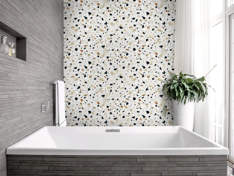 Fototapeta Piękna mozaika marmurowa we wnętrzu łazienki