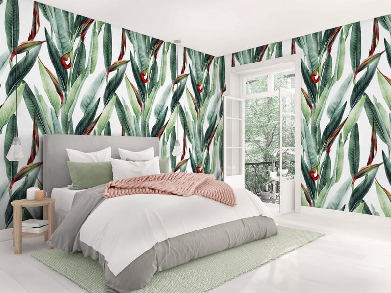 Fototapeta Tropikalny wizerunek we wnętrzu sypialni