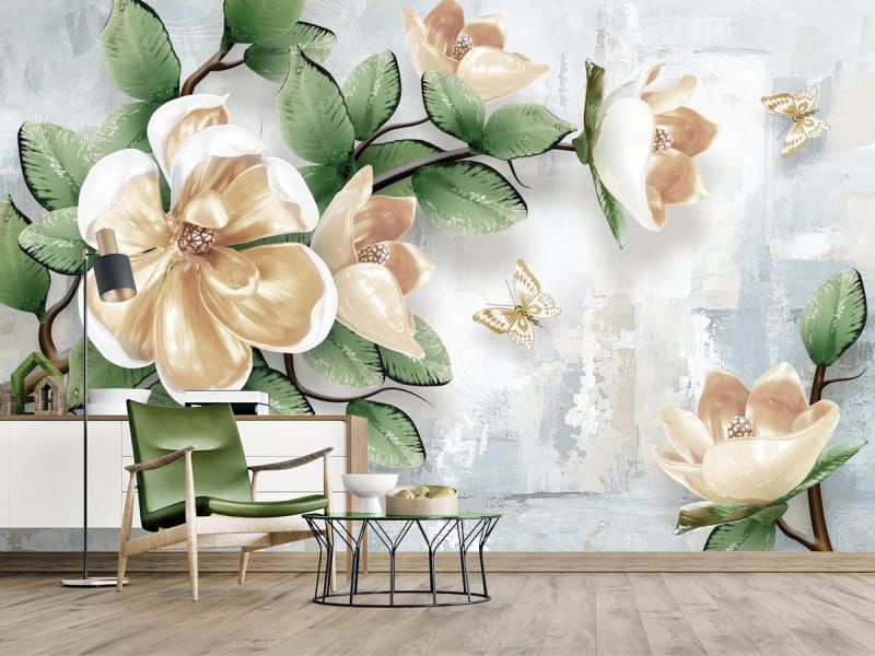 Fototapeta Bursztynowa magnolia we wnętrzu przedpokoju