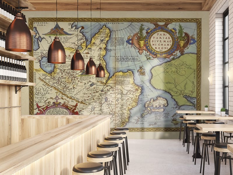 Fototapeta Starożytna mapa Tartarii we wnętrzu kawiarni