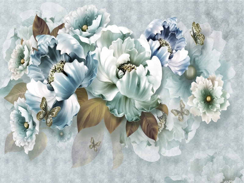 Fototapeta Królewskie niebieskie kwiaty 3D