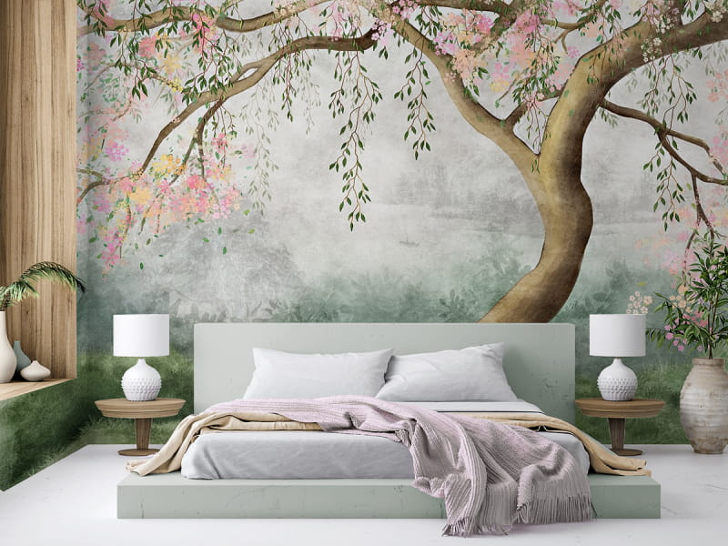 Fototapeta Piękna sakura we wnętrzu sypialni