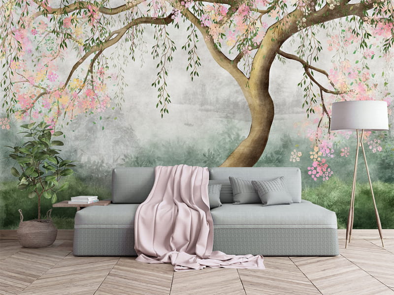 Fototapeta Piękna sakura we wnętrzu salonu