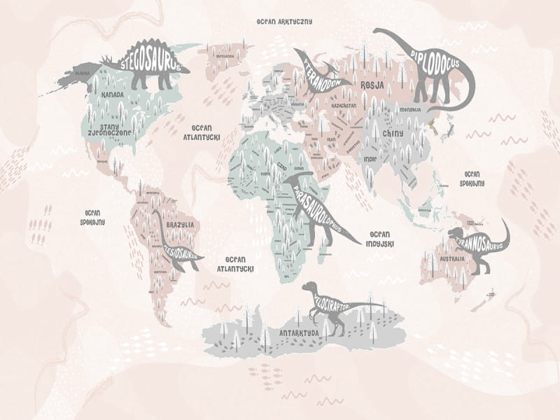 Fototapeta Mapa świata w różowych kolorach