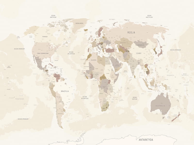 Fototapeta Beżowa mapa świata