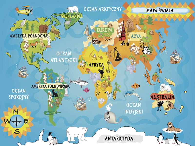 Fototapeta Kolorowa mapa ze zwierzętami
