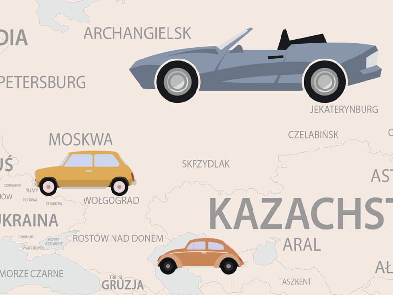 Fototapeta Mapa świata z samochodami fragment # 1