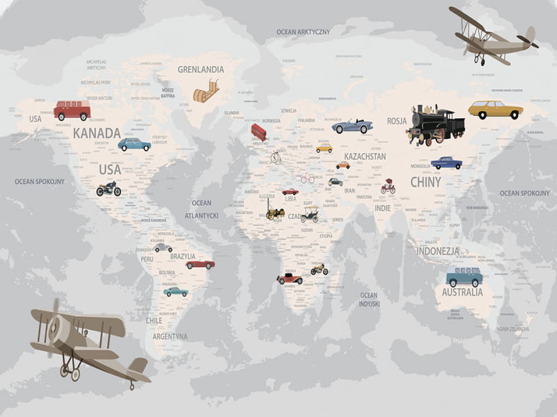 Fototapeta Mapa świata z samochodami