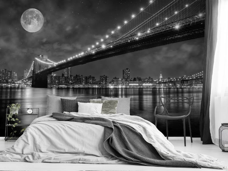 Fototapeta Czarno-biały most we wnętrzu sypialni