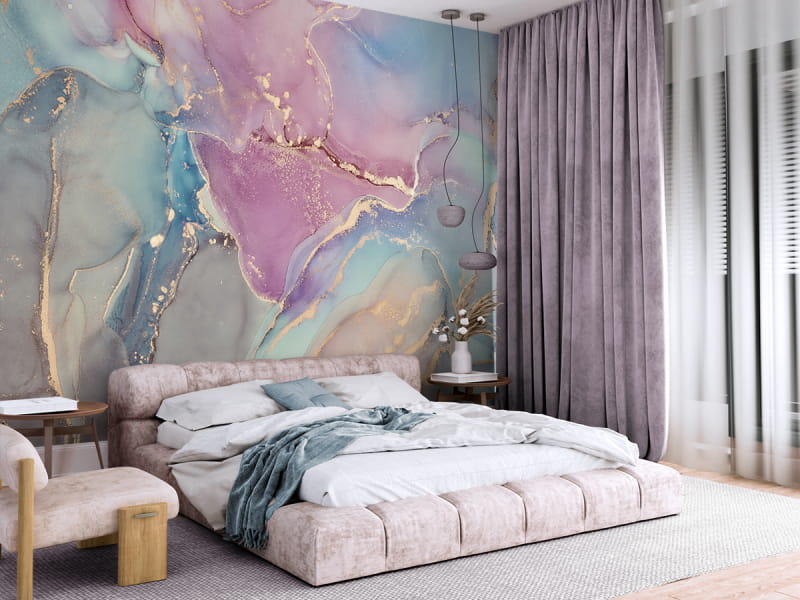 Fototapeta Wielobarwny marmur we wnętrzu sypialni