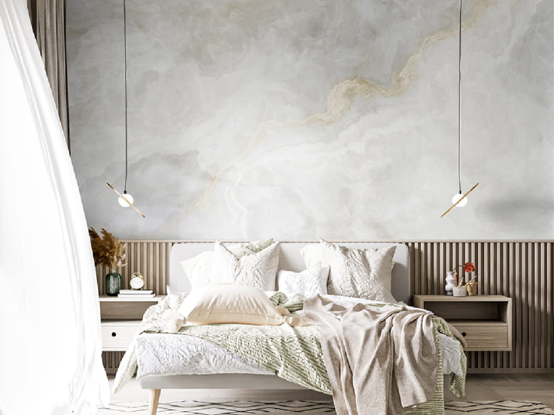 Fototapeta Świetny marmur we wnętrzu sypialni
