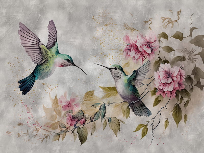 Fototapeta Najpiękniejsze kolibry na jasnym tle