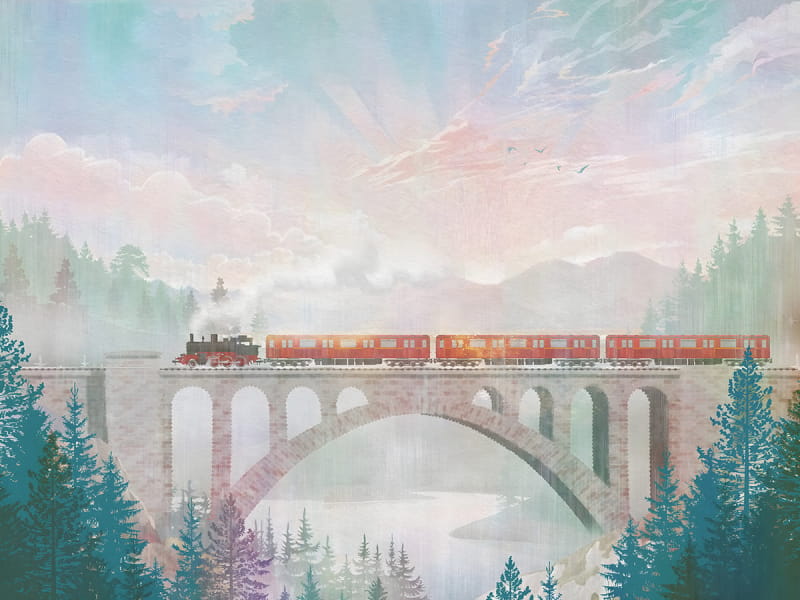 Fototapeta Most i pociąg