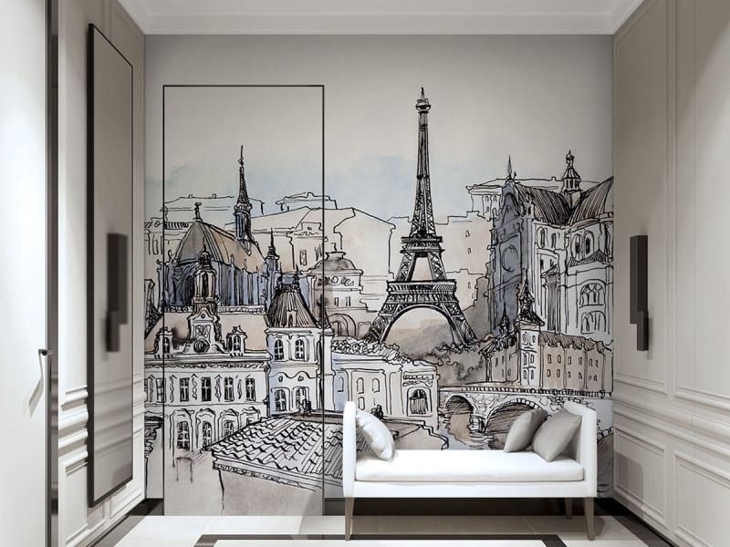 Fototapeta Rysunek Paryża we wnętrzu przedpokoju