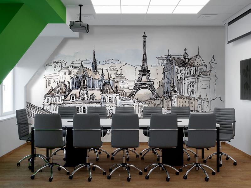 Fototapeta Rysunek Paryża we wnętrzu biura