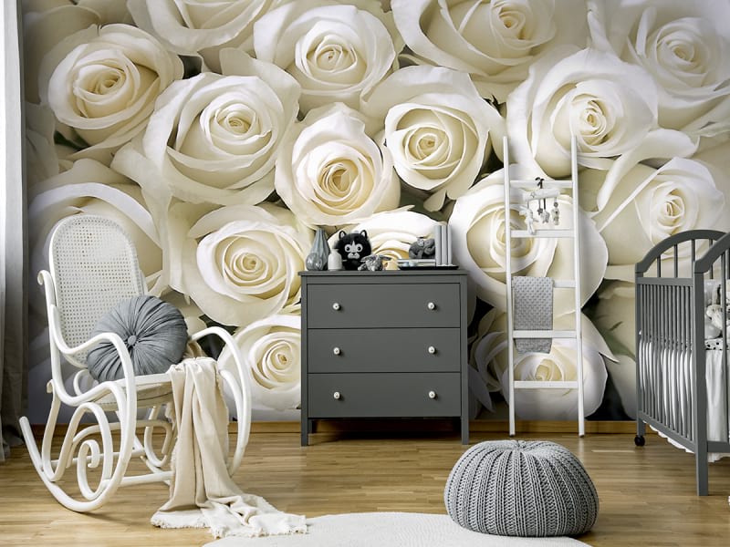 Fototapeta Biała Róża we wnętrzu pokoju dziecka