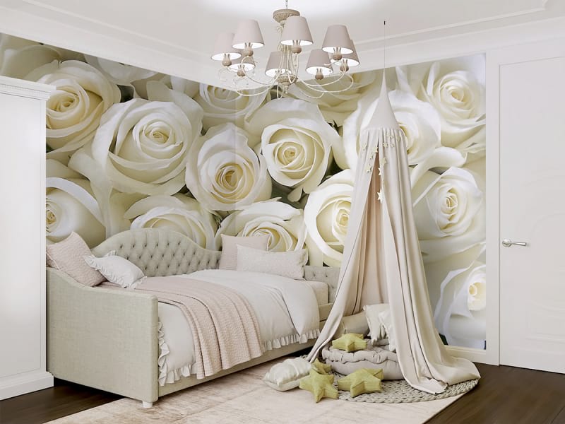 Fototapeta Biała Róża we wnętrzu pokoju nastolatka