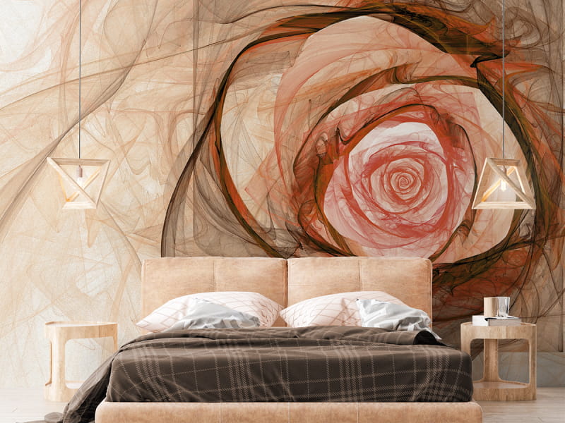 Fototapeta Duża róża we wnętrzu sypialni