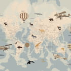 Miniatura fototapety Mapa świata ze zwierzętami