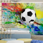 Miniatura fototapety Piłka nożna i farby we wnętrzu pokoju dziecka