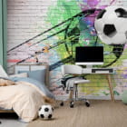 Miniatura fototapety Graffiti piłki nożnej we wnętrzu pokoju nastolatka
