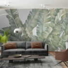 Miniatura fototapety Wzór tropikalnych liści we wnętrzu salonu