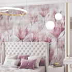 Miniatura fototapety Kwitnące kwiaty magnolii we wnętrzu sypialni
