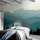 Miniatura fototapety Zielone góry we wnętrzu sypialni