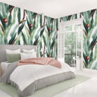 Miniatura fototapety Tropikalny wizerunek we wnętrzu sypialni