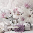 Miniatura fototapety Różowa magnolia 3D we wnętrzu salonu
