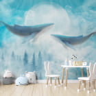 Miniatura fototapety Niebieskie wieloryby we wnętrzu pokoju dziecka