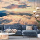 Miniatura fototapety Świt ponad chmurami we wnętrzu salonu