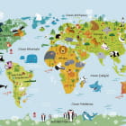 Miniatura fototapety Zwierzętka na mapie świata