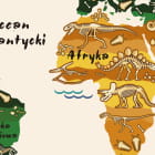 Miniatura fototapety Zielona mapa i dinozaury fragment # 1