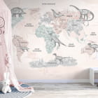 Miniatura fototapety Mapa świata w różowych kolorach we wnętrzu pokoju dziecka