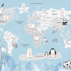 Miniatura fototapety Mapa ze zwierzętami na niebieskim tle