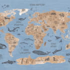 Miniatura fototapety Niebieska mapa świata ze statkami