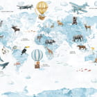 Miniatura fototapety Mapa z balonami i zwierzętami