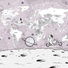 Miniatura fototapety Różowa mapa świata z astronautami