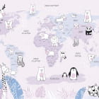 Miniatura fototapety Różowa mapa ze zwierzętami
