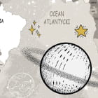 Miniatura fototapety Astronauci na mapie świata fragment #2