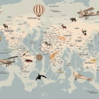 Miniatura fototapety Balony i samoloty na mapie świata