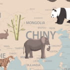 Miniatura fototapety Mapa świata ze zwierzętami i balonami fragment #2