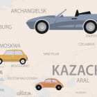 Miniatura fototapety Mapa świata z samochodami fragment # 1