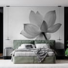 Miniatura fototapety Magnolia czarno-biała we wnętrzu sypialni
