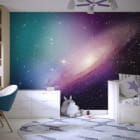 Miniatura fototapety Kolorowy kosmos we wnętrzu pokoju nastolatka