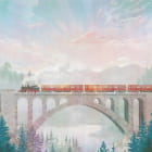 Miniatura fototapety Most i pociąg