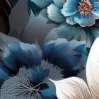 Miniatura fototapety Niebieskie kwiaty na czarnym tle fragment # 1