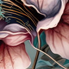 Miniatura fototapety Turkusowe i fioletowe kwiaty na białym tle fragment # 1
