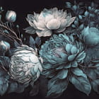 Miniatura fototapety Jasne kwiaty na czarnym tle